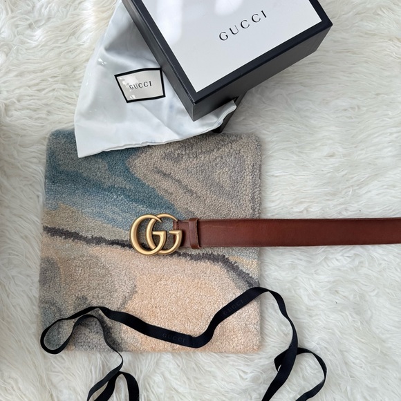 Gucci GG Marmont Wide Belt Gold/Cognac - Picture 3 of 7